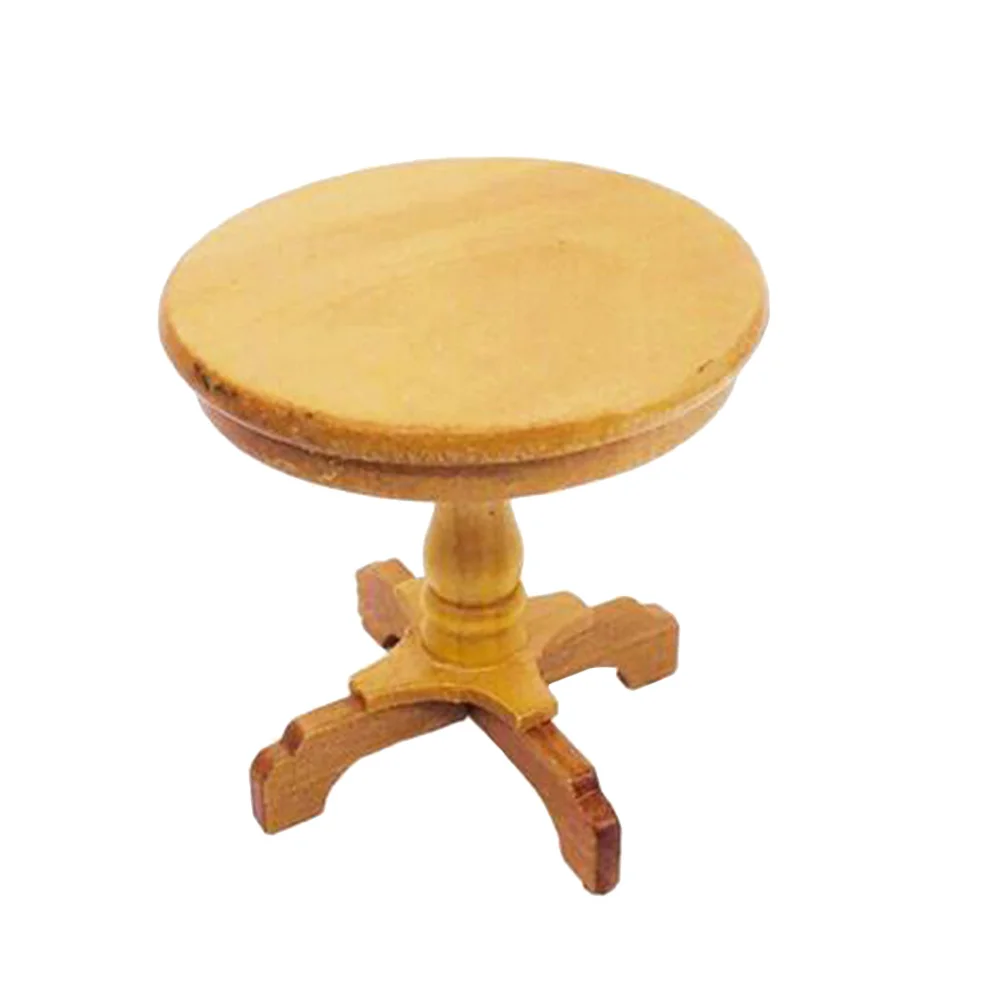 Table ronde Miniature en bois naturel, Design rétro, Durable, léger, Adorable, ornement de meubles pour Mini décoration de maison, 1 pièce