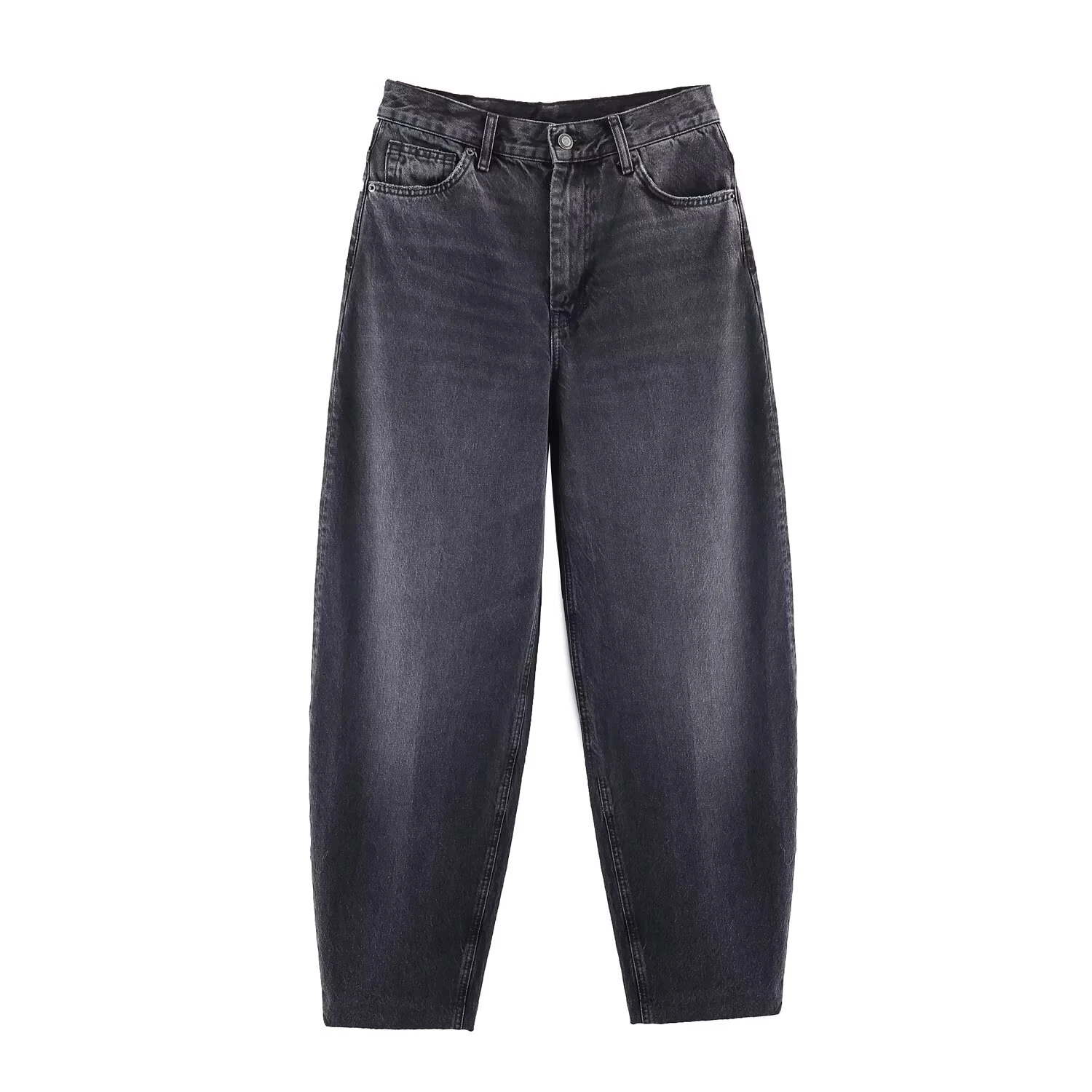 European and American style 2025 winter new women's clothing commuting versatile high waisted bucket shaped jeans pants