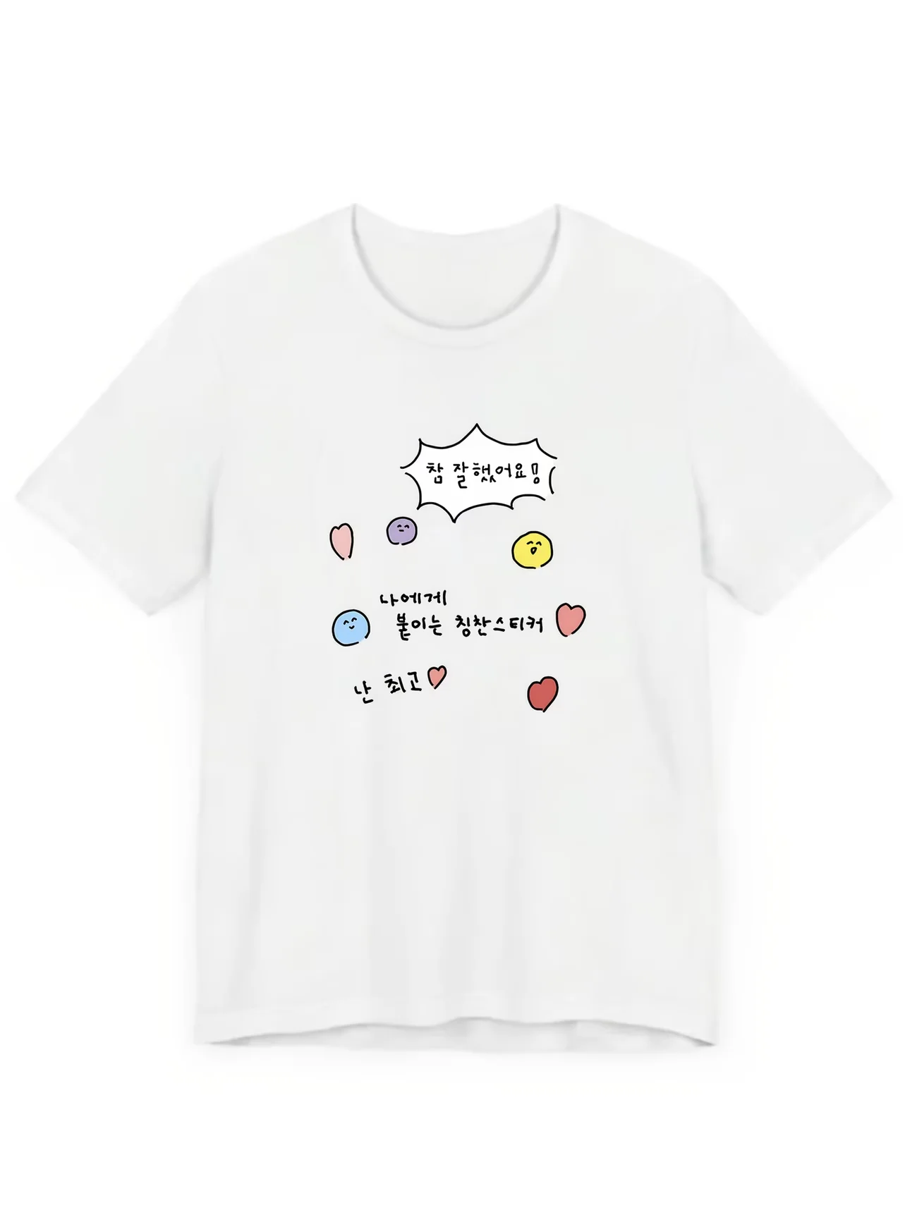 Korean Style Praise Sticker Graphic T Shirt Women Summer Short Sleeve Crew Neck Tee Harajuku Kawaii Letter Top Women's Clothing