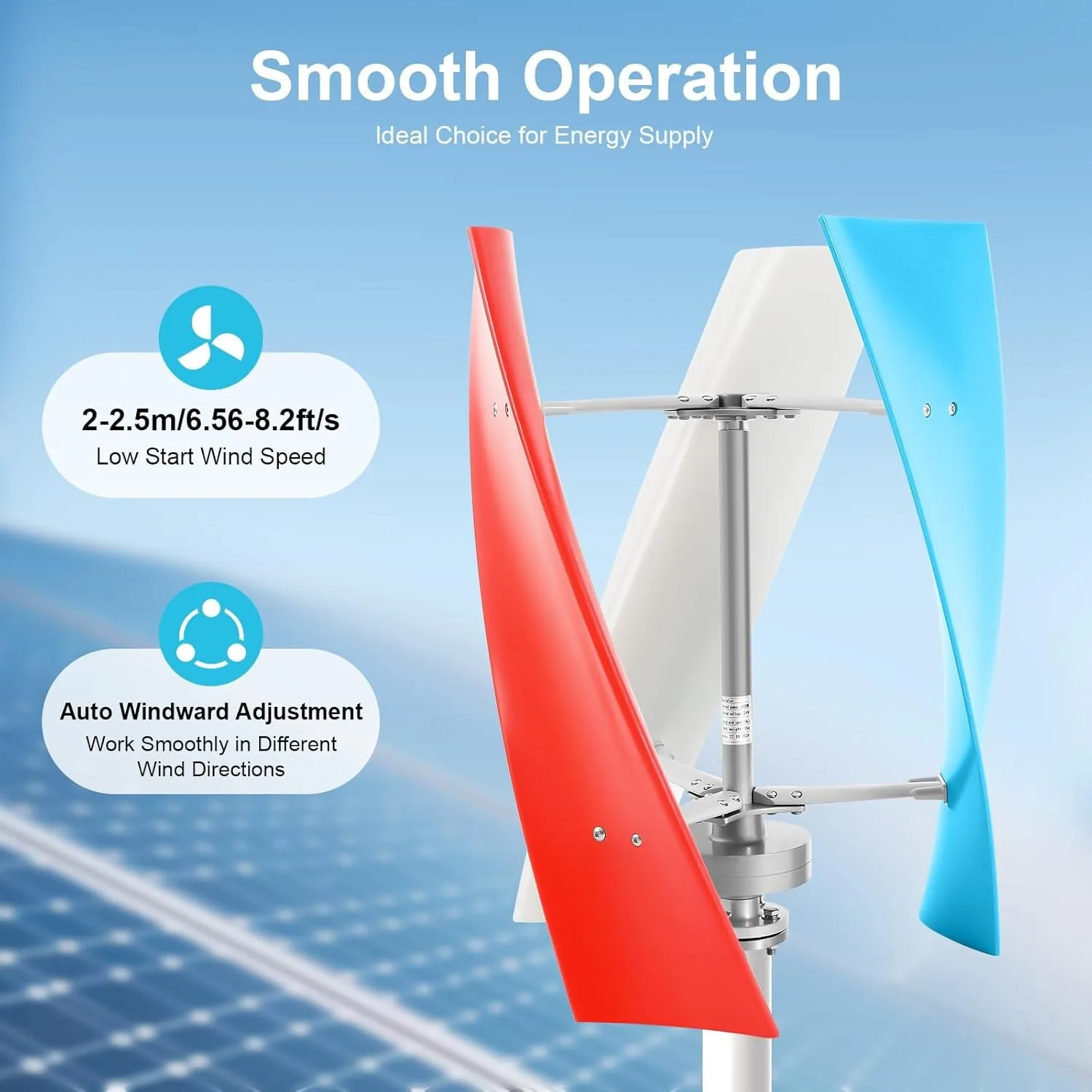 

Ветрогенератор с вертикальной осью, 3 лопасти, 3 цвета, 300 об/мин, 2-2,5 м/6,56-8,2 фута/с для промышленного и бытового энергоснабжения судов