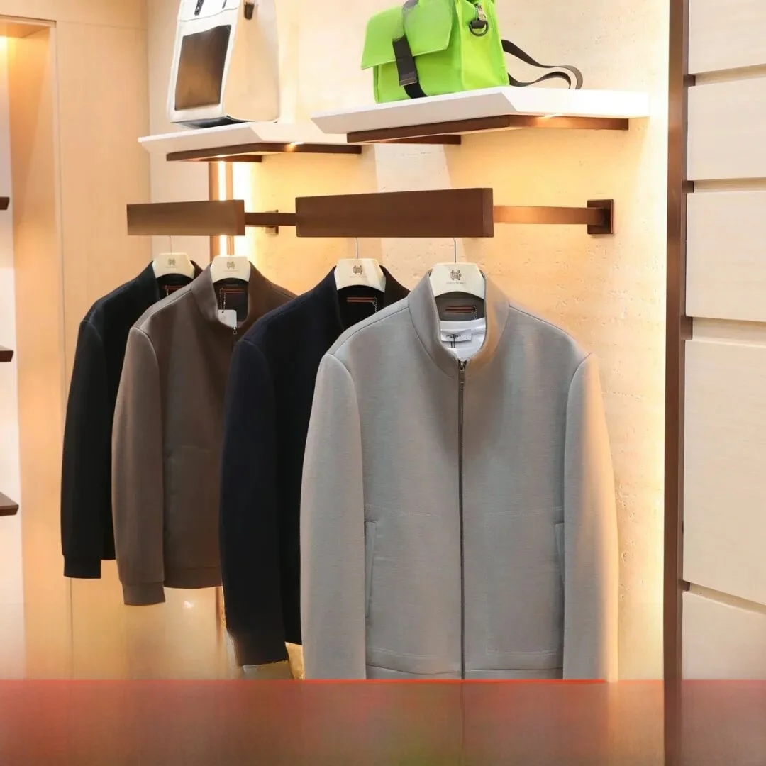 

Italian Sle Men's Busin Casual Knitted Wool Blend Jaet Autumn New Arrival Stand Fit Anti-Wrinkle Long Sve Zipper