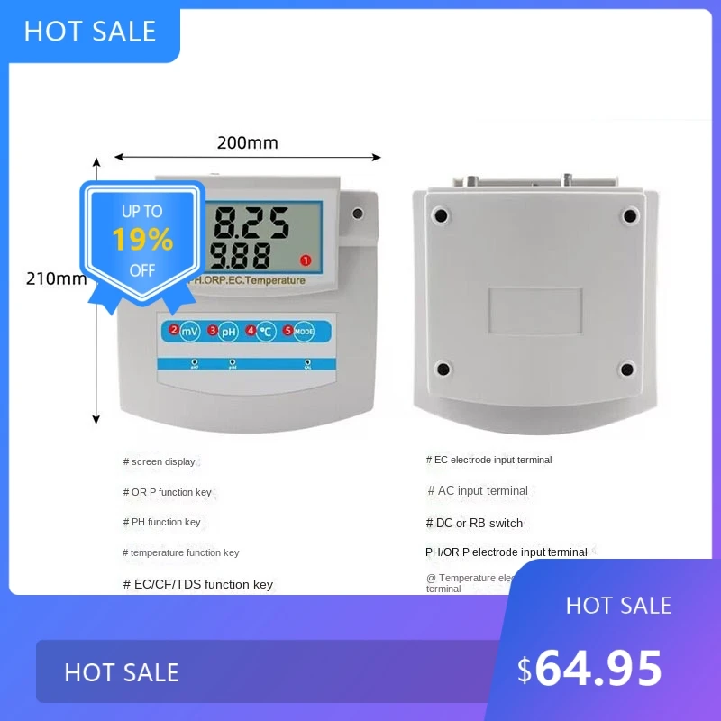 

0729NEU PHS-26C 6-in-1 Wasserqualitätsmonitor PH ORP TDS EC CF Temperatur-Sitztester für Schwimmbäder, Aquarien, L