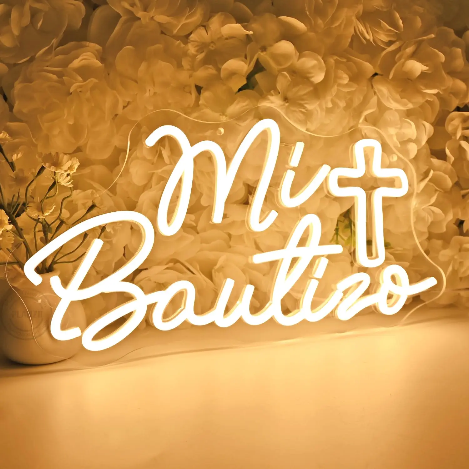 Mi Bautizo Led Neon Sign Cross Baby Shower Wall Sign Decor Bedroom Kids Room Childrens Birthday Party Backdrop Banner Gifts