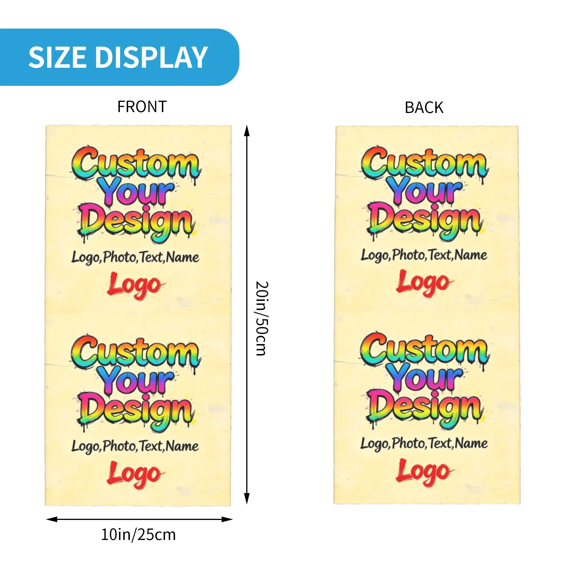 Custom Custom Your Design Logo Bandana Neck Warmer Women Men Winter Hiking Ski Scarf Gaiter Personalized Text Name Face Cover