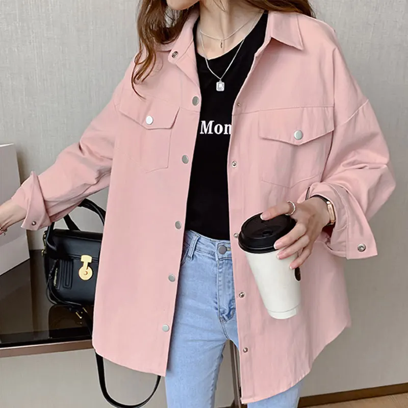 Women\'s Autumn Fashion Simplicity Solid Color Polo Collar Long Sleeve Shirts Women Clothes Casual Elegant All-match Loose Tops