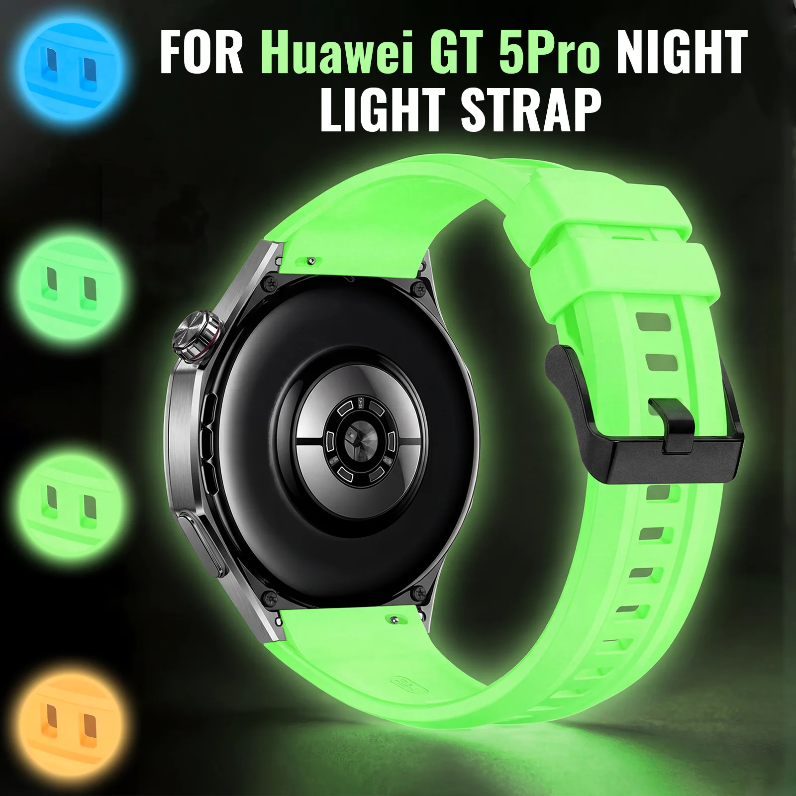 Bracelet de montre lumineux de remplacement pour Huawei Watch GT5 Pro 46mm, bracelet en silicone souple compatible avec les cadrans de montre GT5 Pro 46mm