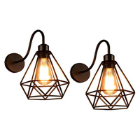 Two Black Wrought Iron Wall Lamps, E27 Lamp Head Without Light Source, Suitable for Living Rooms, Bedrooms, Study Rooms, Corrido