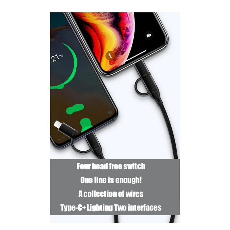 4 in 1 Charging Cable PD Multi-Function Fast Charging Data Cable Type-C To Type-C Charging Cable Phone Charging Cable