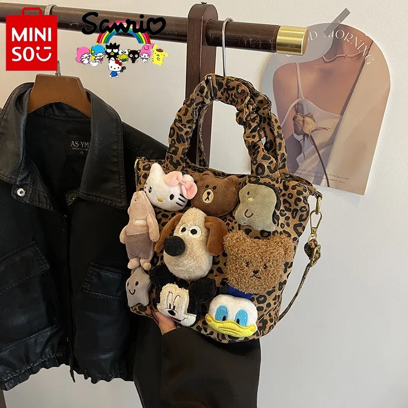 

Miniso 2024 New Women's Handbag Fashion High Quality Women's Commuter Bag Cartoon Versatile Large Capacity Girls' Shopping Bag