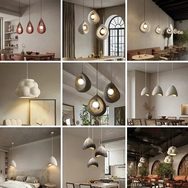 Nordic Minimalism Dining Room Pendant Lights Wabi Sabi Led Hanging Lighting Suspend Bedroom Home Decor Indoor Lamps Fixtures