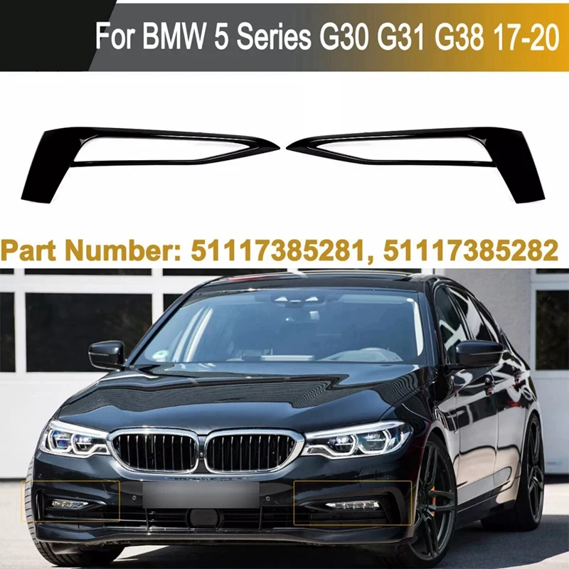 

T18C-For BMW 5 Series G30 G38 Sport 2016-2020 Pair Front Bumper Fog Light Grille Trim
