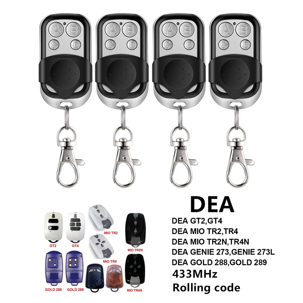 4 Stück für DEA MIO TR2 TR4 GT2 GT4 TR2N TR4N GOLD 288 289 GENIE 273 Rolling Code DEA TEO 700 433,92MHz Garagentor-Fernbedienung