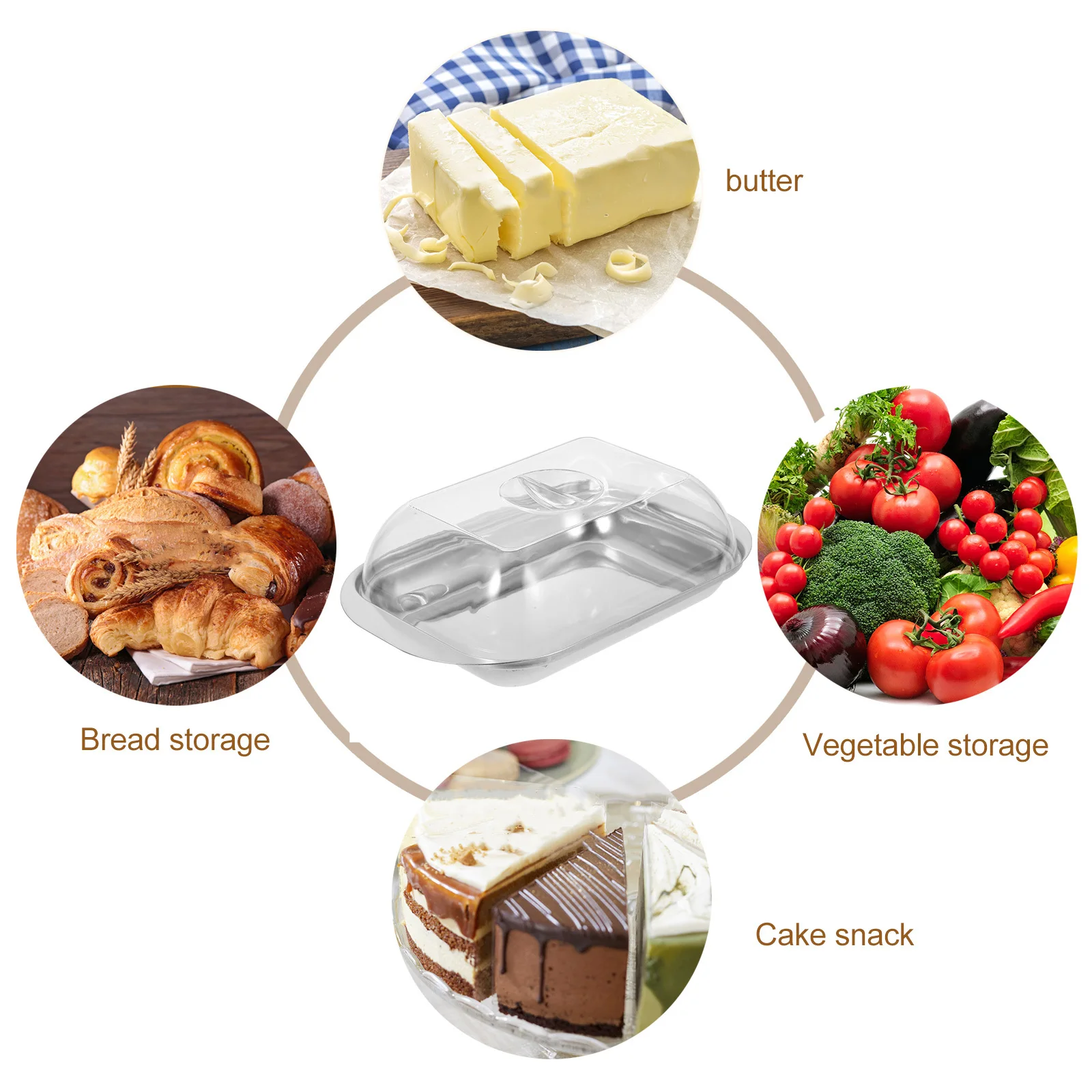 

Box with Clear Lid Stainless Steel Cheese Container Modern Home Supply Cheese Container Reusable Butter Dish