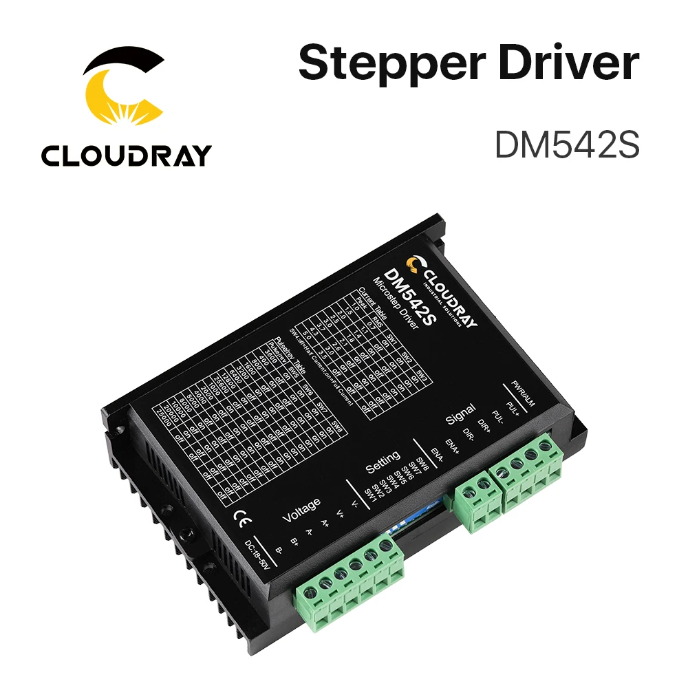 

Cloudray 2-Phase Stepper Motor Driver DM542S Supply Voltage 18-50VDC Output 1.0-5.0A Current