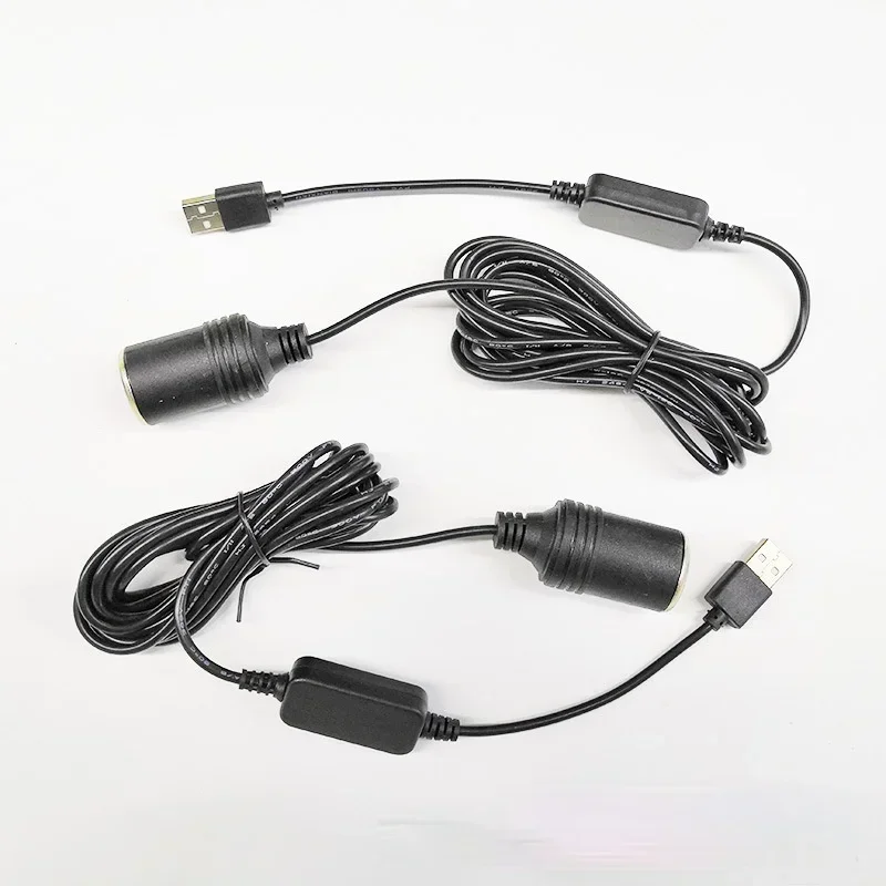 Wired Controller Converter Adapter Female Power Cord for Power Bank DVR, 12V Car Cigarette Lighter Socket to USB Port