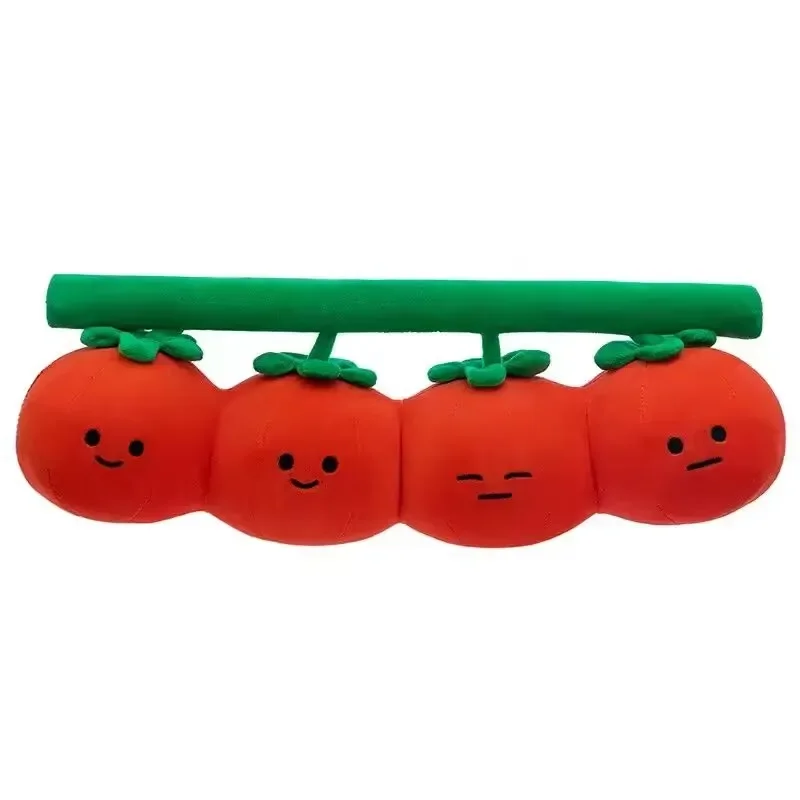 Tomato Pillow Soft Plush Toys Cute Four Connected Branches Tomato Hug Pillow Sofa Bed Lumbar Cushion Suitable For Home Decor