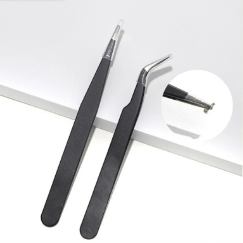 Black Anti-Static Stainless Steel Tweezers Set – Precision Curved & Straight Tips for Eyeglass, Watch, Phone Repair & DIY Crafts