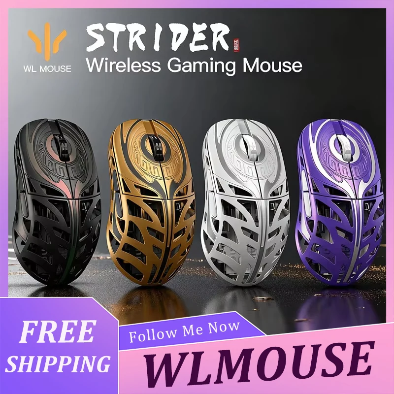 WLMOUSE Strider Gaming Mouse PAW3950HS Sensor 8K Polling Omron Switch 45g Lightweight Magnesium Wireless 2.4G Mice Gamer Gifts