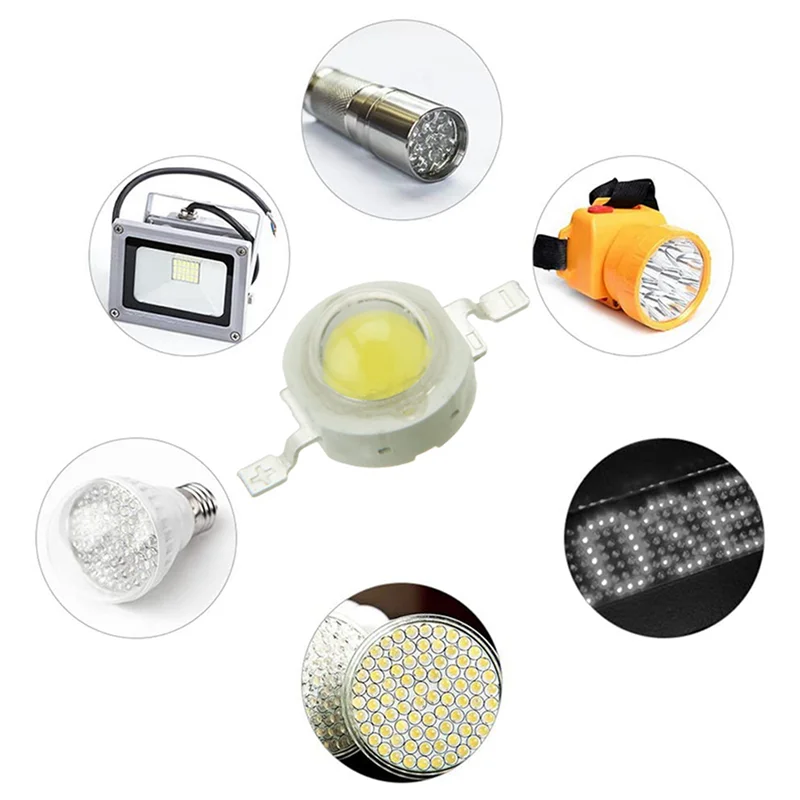 

LICE-200Pcs LED Beads Natural White LED Light 1W High Power Lamp Chip 4000K LED Chip