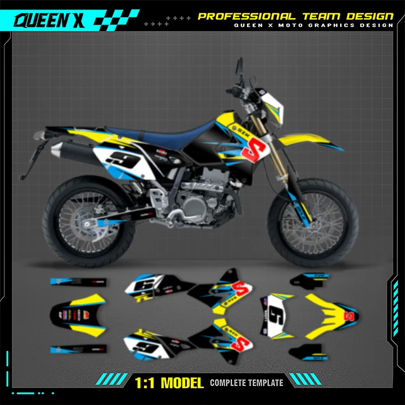 

QUEEN X MOTO Custom Team Motorcycle Graphics Background Decal Stickers Kit For SUZUKI DRZ400 S SM E 1999-2001 2005-2022