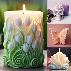 3D Aroma Candle Mould UV Crystal Epoxy Resin Mould Rose Skull,Butterfly,Seashell,Flower Shape Silicone Mould Home Decorations