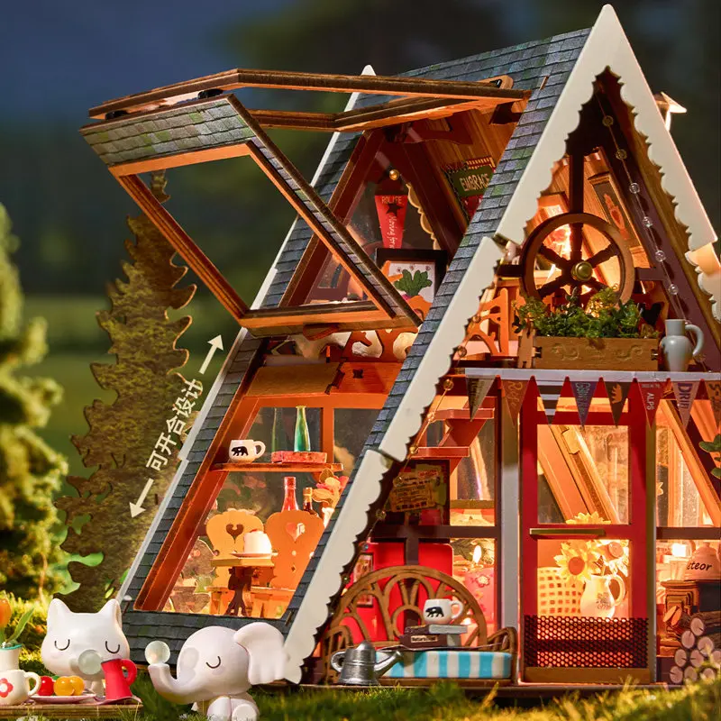 Triangle Chalet Handmade DIY Cabin Art House House Miniatures Gift Birthday