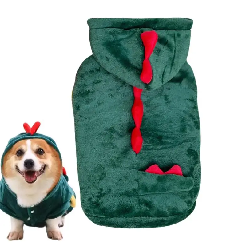 Pet Dinosaur Costume Soft Dinosaur Cat And Dog Hoodies Velvet Warm Cotton Coat Dinosaur Transformation Outfit Dog Accessories