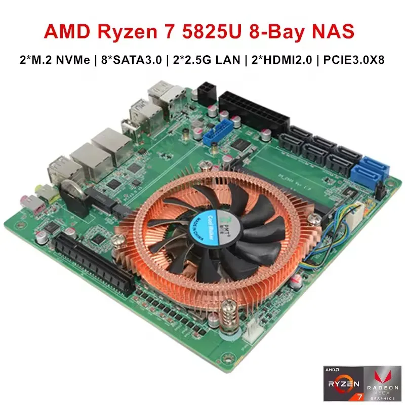 

Topton AMD Ryzen 7 5825U 2*2.5G LAN 8-Bay NAS Firewall Motherboard 2*M.2 NVMe 8*SATA3.0 2*DDR4 1*8XPCIE3.0 Gaming ITX Mainboard