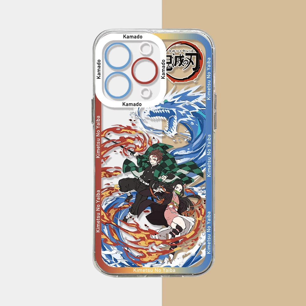 Classic  Anime Demon Slayer Phone Case For iPhone 15 14 13 12 11 Mini Pro Max X XR XSMax 6S 6 7 8 Plus SE20 Transparent Cover