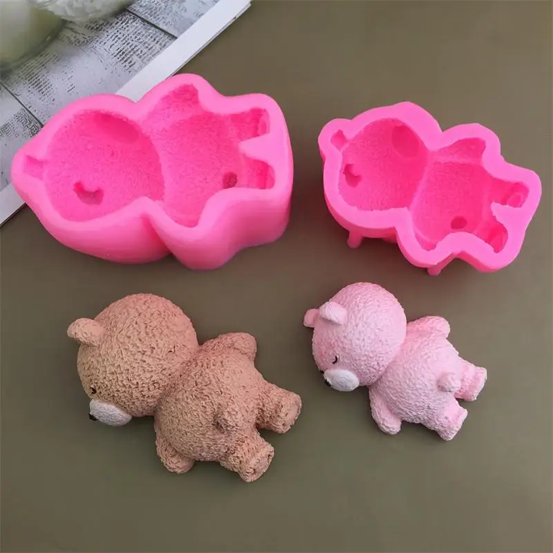 1 Stück Cupcake-Topper, Kuchendekor-Formen, niedlicher 3D-schlafender Bär, Mousse, Kuchen, Eis, Silikonform, DIY-Backzubehör