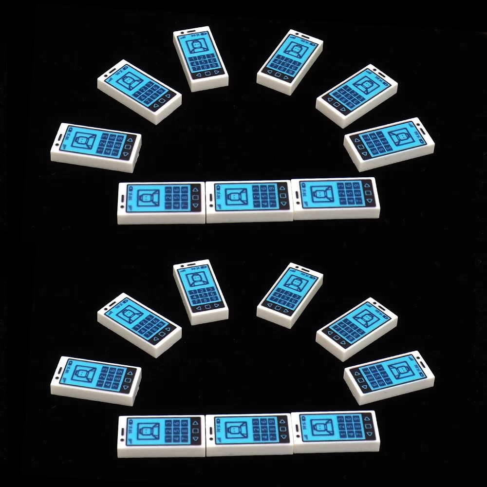 MOC 10PCS 3069 Machine Mobile Phone Pattern Printed Building Blocks Figures Compatible DIY Accessorie Toy Children Birthday Gift