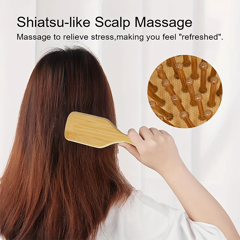 6Pcs Natural Bamboo Hair Comb Family Parent-Child Set Anti-Static Wide Tooth Detangling Scalp Massage Comb