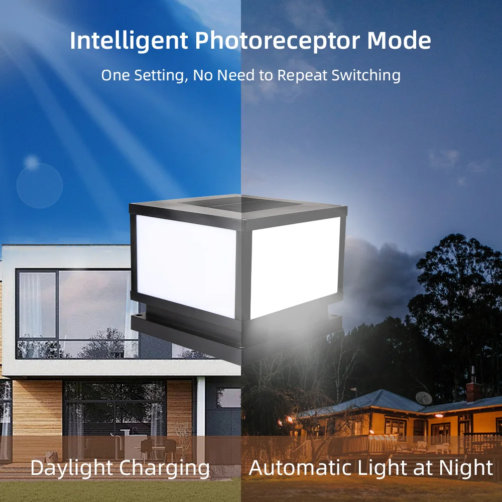 Outdoor Lighting Pillar Lights Remote Control Solar Chapiter Lamp  Facade Lamp Waterproof LED Column Light for Court Street Porc