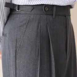 Business High Waist Straight Suit Pants Men British Slim Fit Pants Men Social Trousers Casual Pant Formal Wear Pantalones Hombre