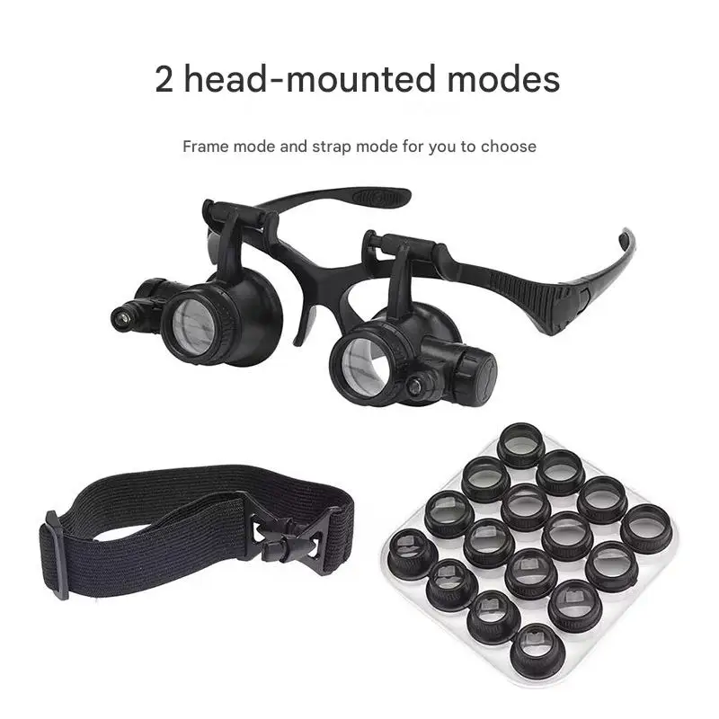 

8 Groups of Lenses LED Headband Magnifier for Jewelry Watch Clock Circuit Board & Electronic Component Repair