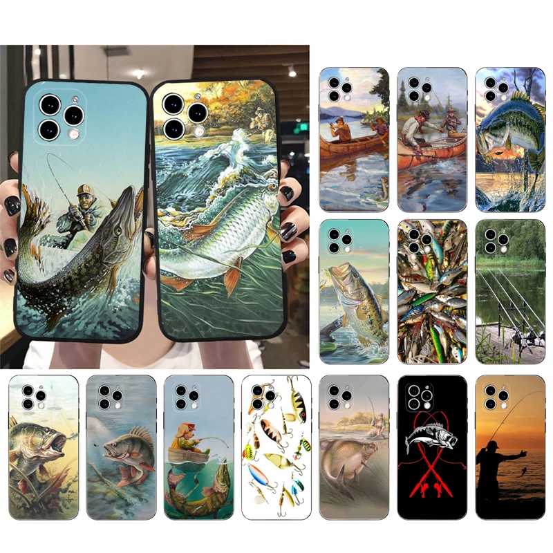 Bass Fish Fisherman Phone Case For iphone 16 15 14 Pro Max 16 15 14 13 12 Pro 15Plus iphone 11 Shell