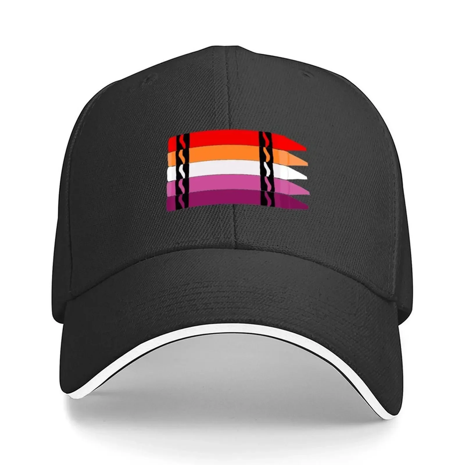 New Lesbian Pride Flag Crayons Baseball Cap Beach Outing Fashionable Trucker Cap Anime Hat Men's Caps Women's