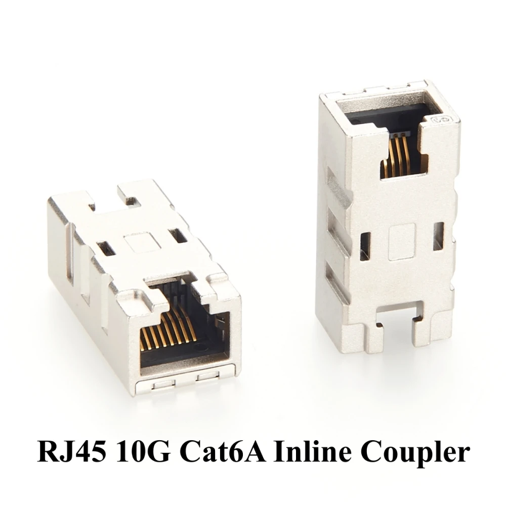 

10Gbps Cat6A RJ45 Inline Coupler IP20 Shielded Ethernet Extender RJ45 8P8C Female to Female for PoE++, Industrial Network