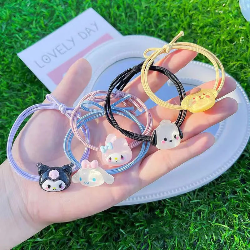 Sanrio Hair Ties Anime Hair Ring My Melody Kuromi Cinnamoroll Hair Rope Cartoon Toddler Girl Accessories