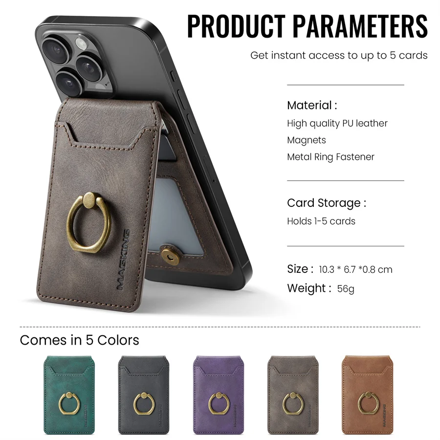 Universal Magsafe Finger Ring wallet for iPhone 15 14 13 16 Pro Max 360 Rotation Grip Magnetic Kickstand Card Holder Accessories