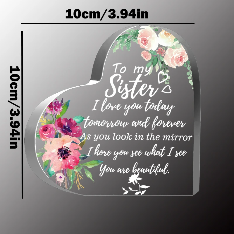 Sister Gifts from Sister Brother Sisters Birthday Gift Ideas，Acrylic Gifts for Sister Wedding Christmas Graduation Gift