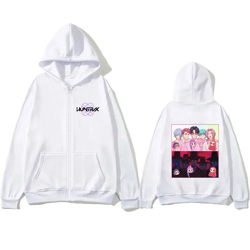 Famous Movie KPop Demon Hunters Saja Boys Graphic Zipper Hoodie Men Women Fashion Casual Cotton Zip Up Jacket Male Vintage Coat