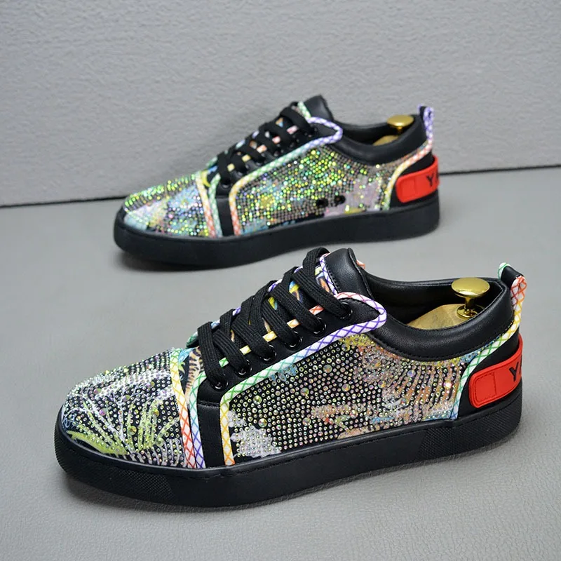Crystal Rhinestone Skateboard Casual Shoes for Man Luxury Premium Shoes for Man High Quality Casual Sneakers for Man