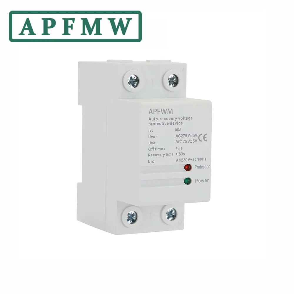 AC 230 Over Voltage Current and Under Voltage Protective Device Protector Relay  Over Current Protection Limit 40A 50A 63A