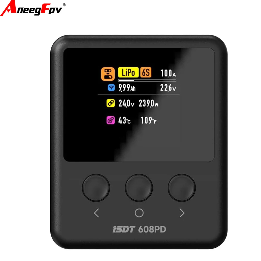 

ISDT 608PD Lipo Balance Charger Discharger for RC Batteries LiFe/Lilon/LiPo/LiHV DC 240W/10A PD 140W/5A Smart Digital Charger