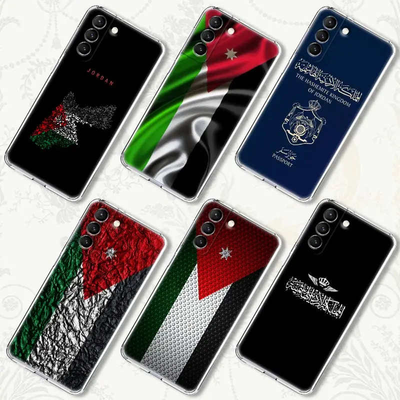 Jordan Passport Flag Map Clear Phone Case For Samsung Galaxy S24 S23 S22 Ultra 5G S20 S21 FE S10 Plus A54 Cases Silicone Covers