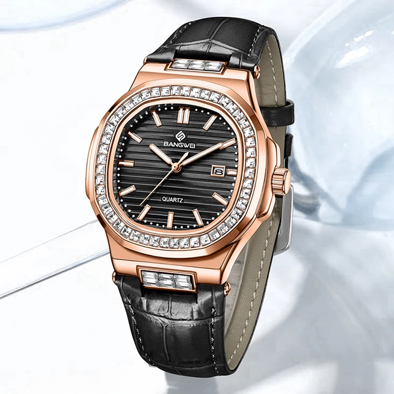 LIGE Creative Square Ladies Watches Elegant Fashion Waterproof Watch Women Top Brand Luxury Luminous Women's Quartz Wristwatch