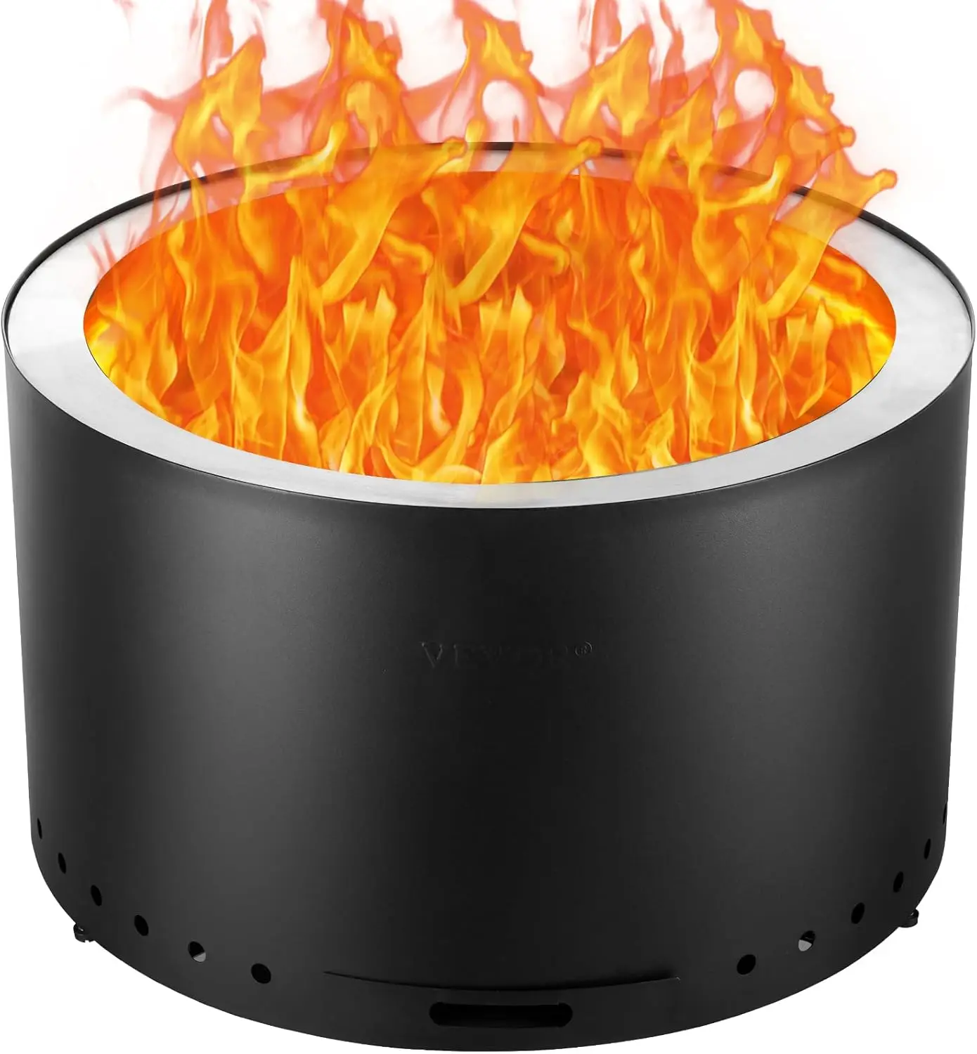 

Smokeless Fire Pit Stove Bonfire, H: 17 in x Dia: 28 in,Wood Burning Fireplaces with Removable Ash Pan, SUS430 Stainless Stee