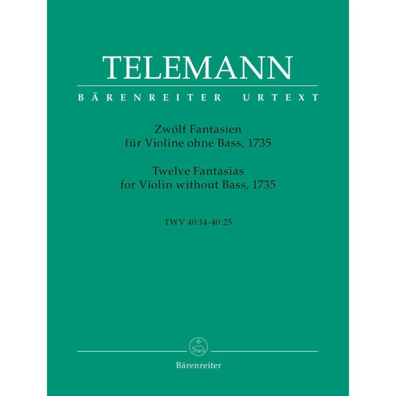

Twelve Fantasias For Violin Without Bass TWV 40 1425 Barenreiter Barenreiter 9790006428243 Book