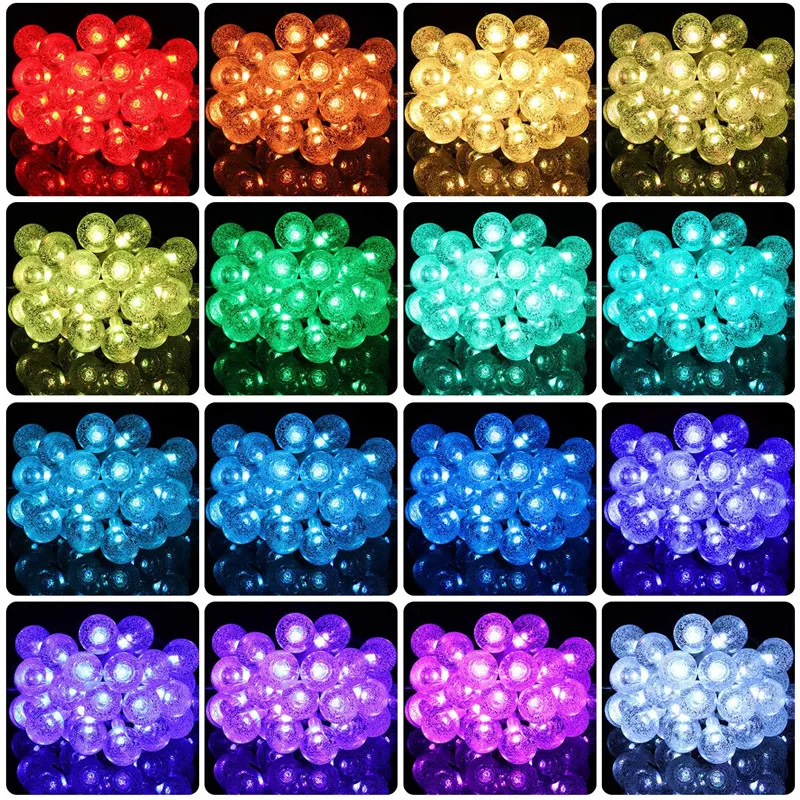 USB Powered RGB LED String 10M 60Leds Crystal Ball Christmas Light Remote Control Waterproof Holiday Wedding Party Decoration